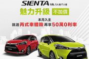 Sienta、Auris、C-HR贈丙式險，5月Toyota促銷方案